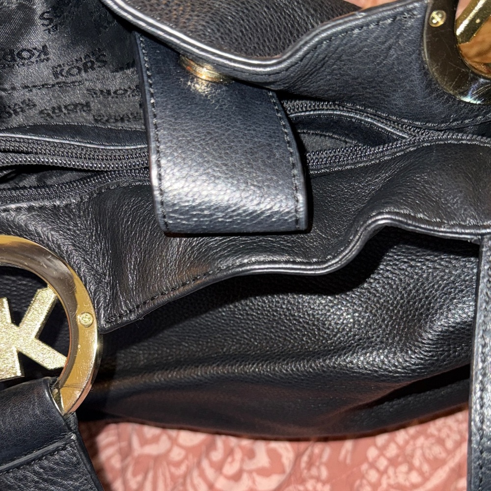 Michael Kors Black Shoulder Bag with Gold Accents - Picture 7 of 10